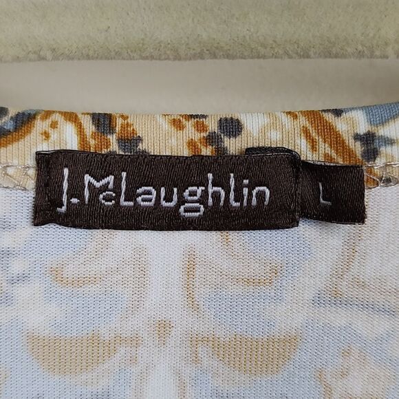 J. McLaughlin Signature Tee Catalina Cloth Paisley 3/4 Length Sleeve Top - Picture 2 of 9